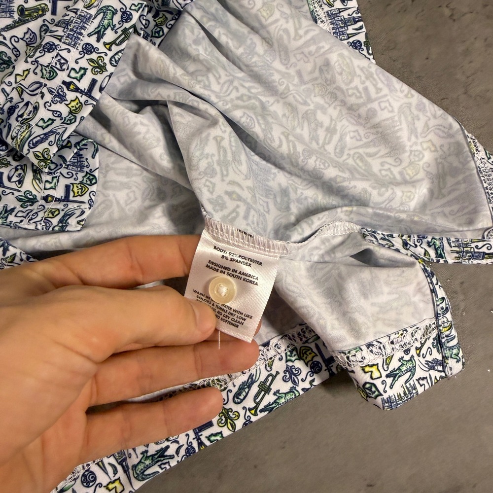 Rhoback The Quarter Polo Mens XL White New Orleans Print Performance Shirt NOLA - Picture 7 of 9